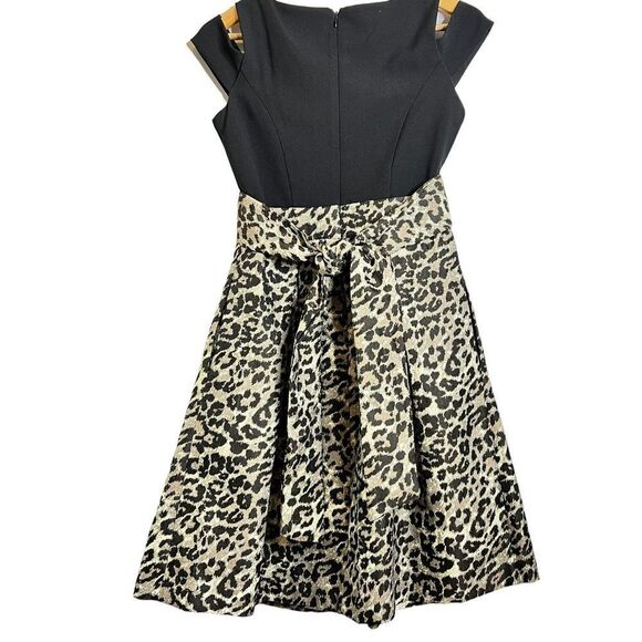 Eliza J Black Cold Shoulder Leopard Print Dress sz 4 - Picture 7 of 8